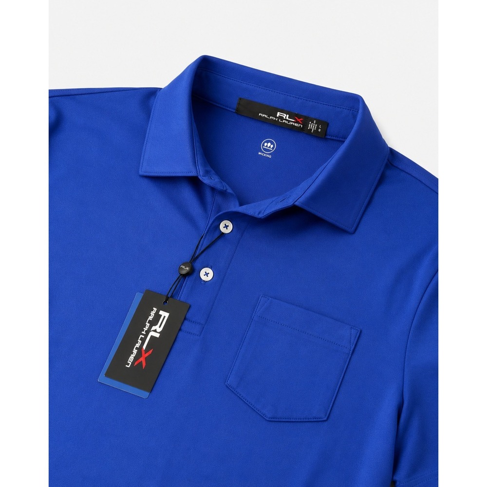NEW RLX Ralph Lauren Mens Royal Blue Wicking Performance Golf Polo Shirt Large